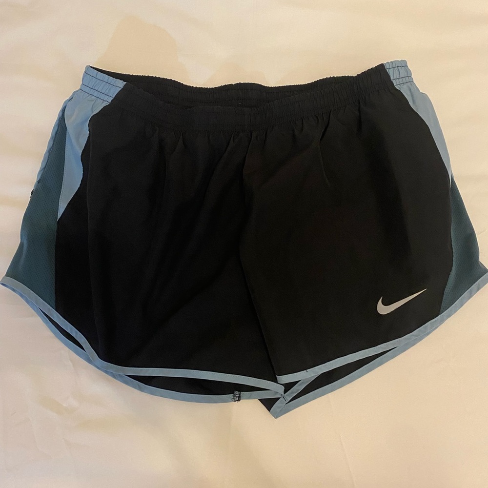 Nike Black and Blue Athletic Shorts with Moisture-Wicking Fabric